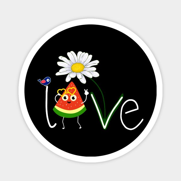 Love Bird Watermelon Flower Mimi Life Magnet by gotravele store